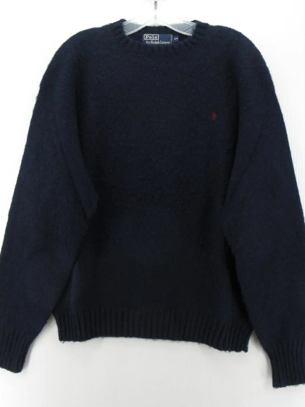 VINTAGE Polo Ralph Lauren Sweater 44 Wool Fuzzy Knit Pony Pullover L